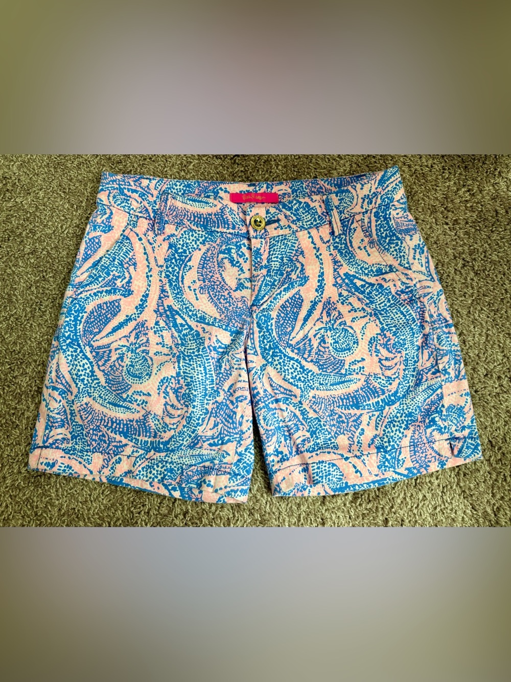 Lilly Pulitzer Chipper Bermuda Shorts Blue Pink Sea Life Print Size 4